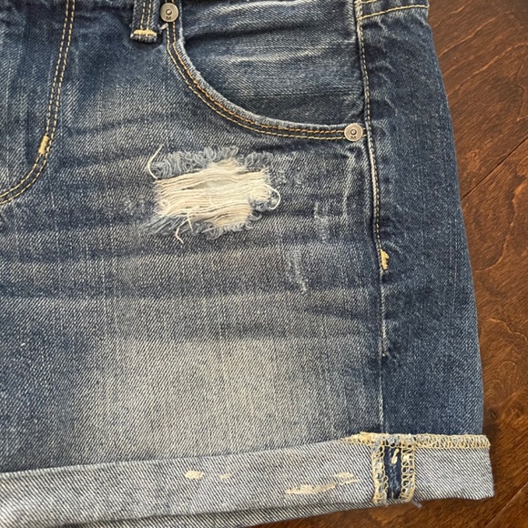 Boyfriend midi distressed blue jean shorts - Picture 5 of 6